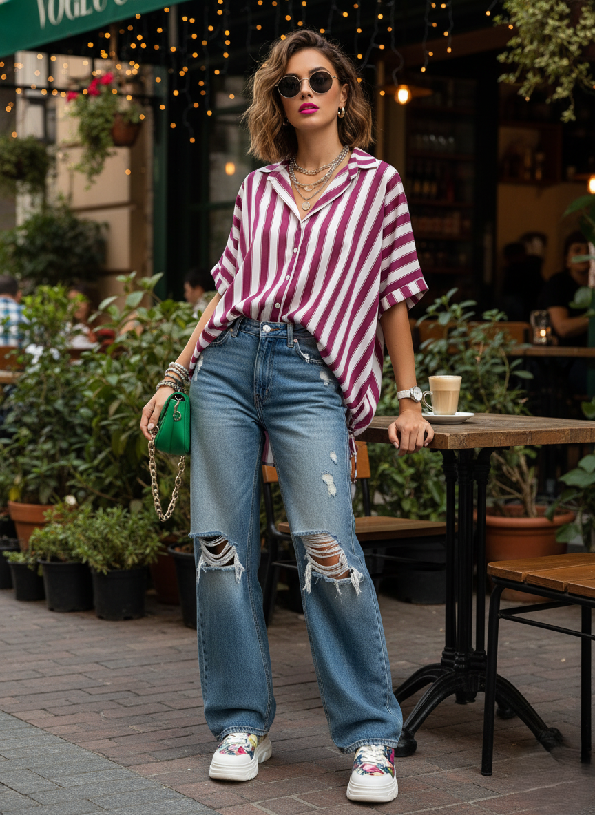 PLUM STRIPED SHIRT