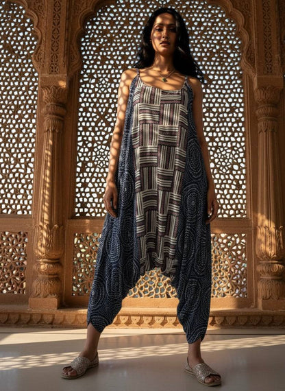 INDIGO JUMPSUIT“BOHEMIAN EDGE”