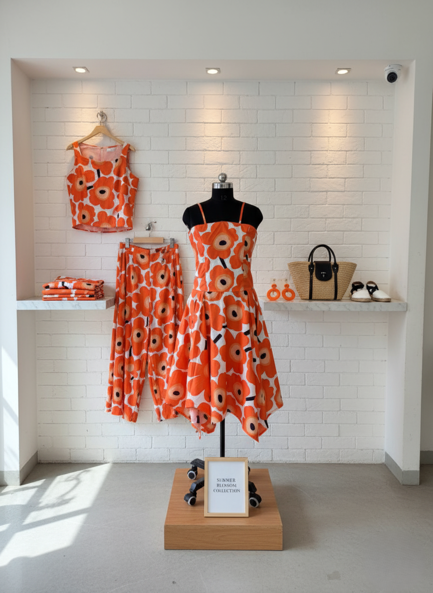 ORANGE FLORAL PRINT DRESS