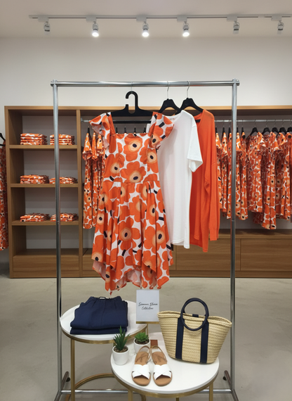 ORANGE FLORAL PRINT DRESS