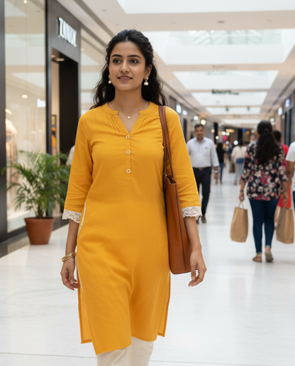 MANGO YELLOW KURTA