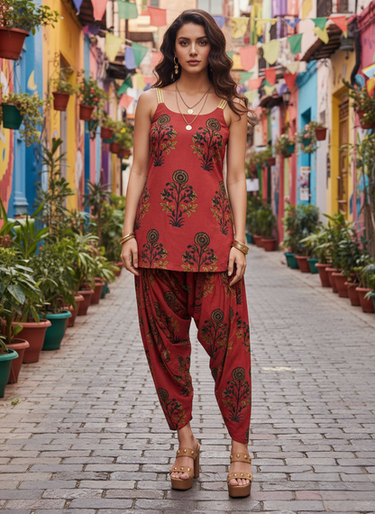 DEEP RED COORD SET “MUGHAL EASE”