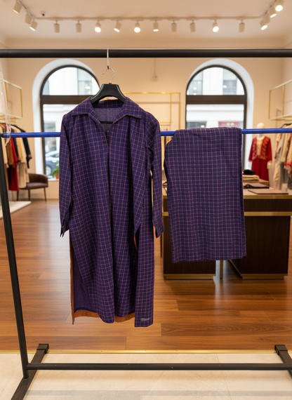 PURPLE CHECKS KURTA SET “NEELAMBARI”