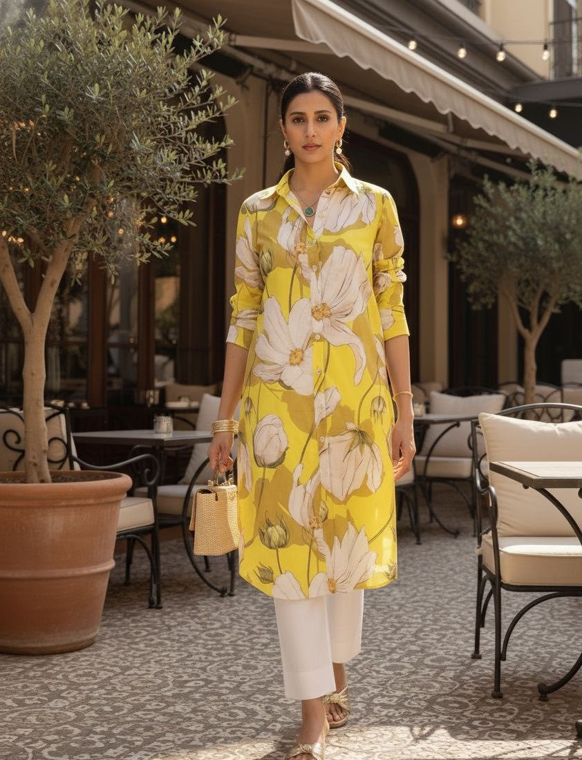 YELLOW BLOOM SHIRTDRESS
