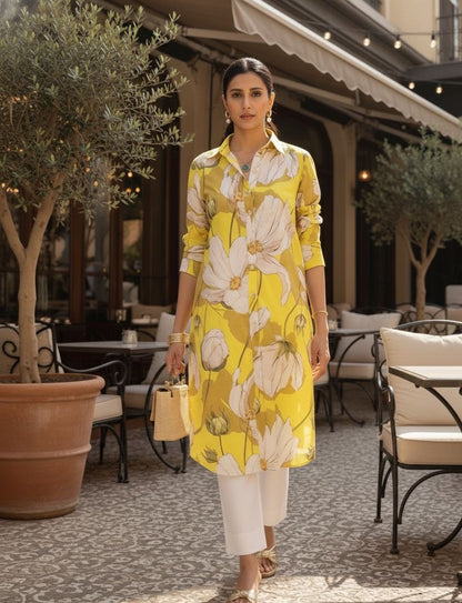 YELLOW BLOOM SHIRTDRESS