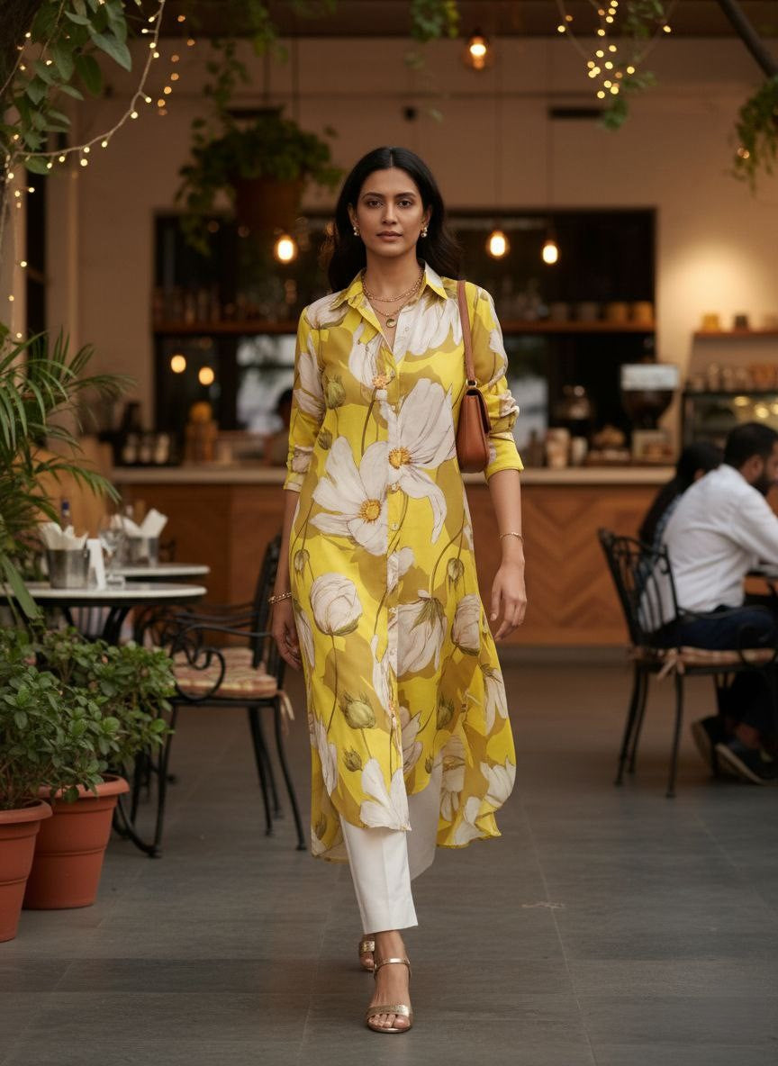 YELLOW BLOOM SHIRTDRESS