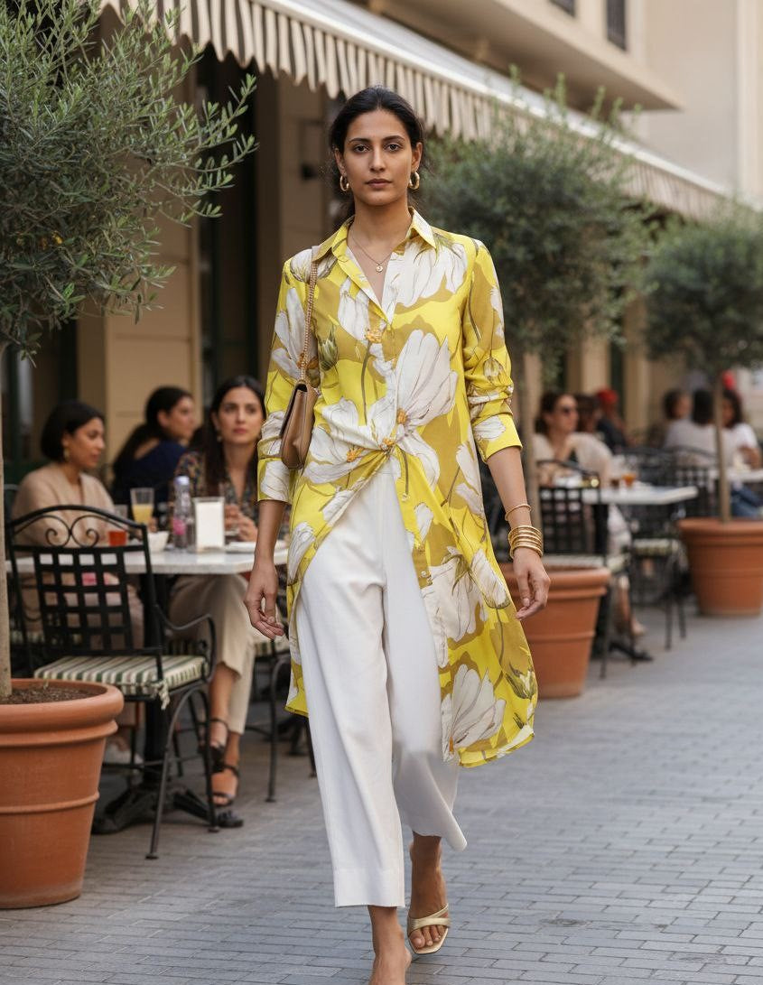 YELLOW BLOOM SHIRTDRESS