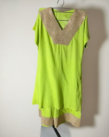 Parrot green zari set