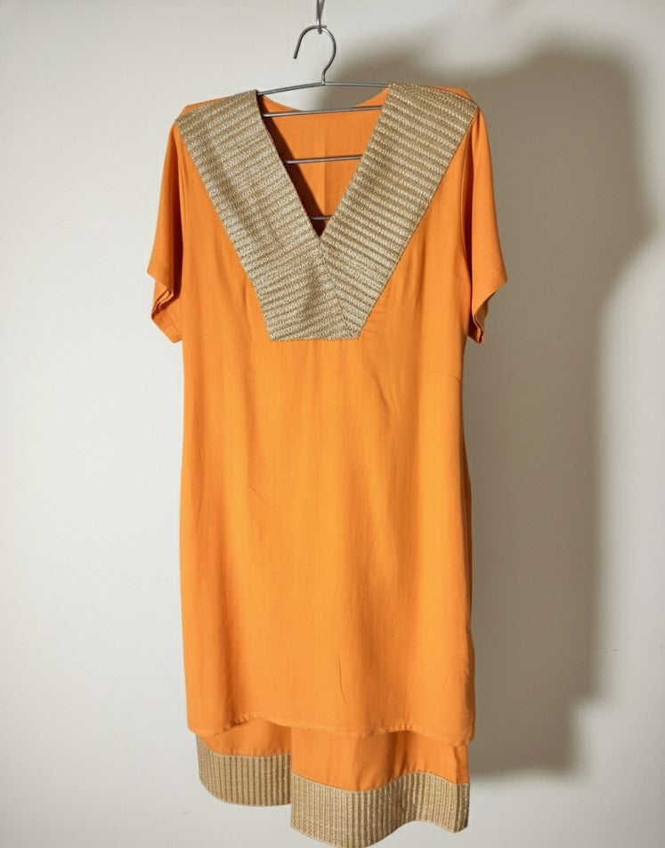 Rustic orange zari set