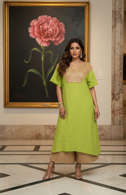 Parrot green zari set